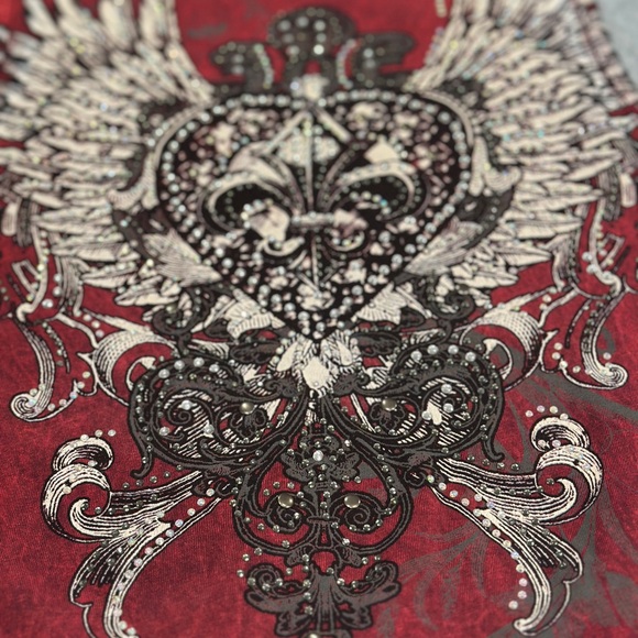 Women's Red Graphic Rhinestone Tank Top - Picture 6 of 9